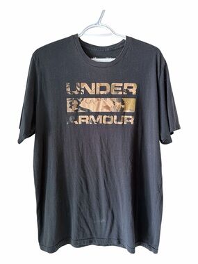Under Armour Black Tee with Camo Tan Logo